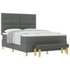 vidaXL Box spring seng med hovedg&aelig;rde M&oslash;rkegr&aring; 200 x 160 cm Stof
