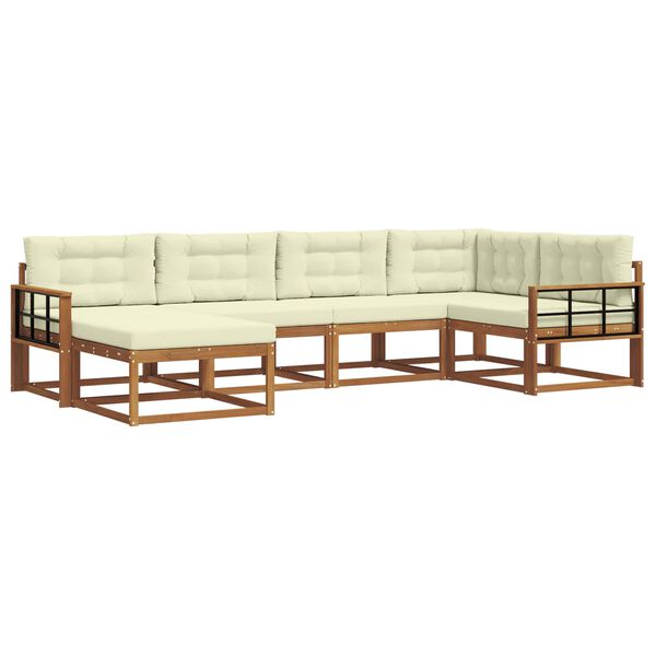 vidaXL Udend&oslash;rs sofagruppe med pude 6 pcs Naturlig og Fl&oslash;de