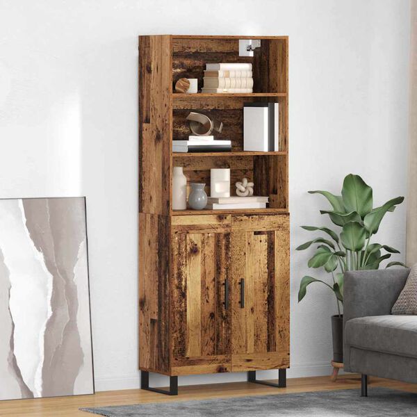 vidaXL Highboard Gammelt tr&aelig; 69,5 x 34 x 180 cm Konstrueret tr&aelig;