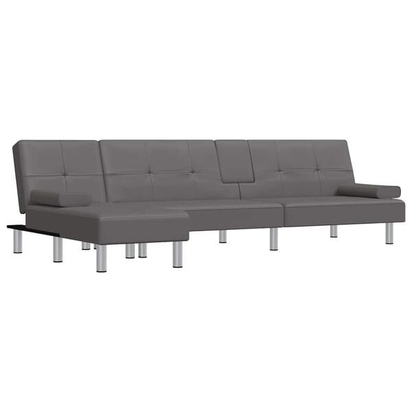 vidaXL L-formet sovesofa 255x140x70 cm kunstl&aelig;der gr&aring;