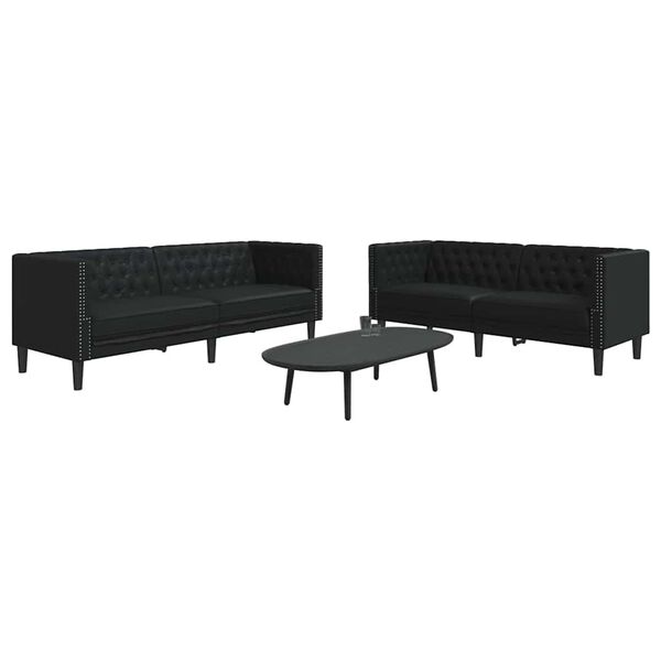 vidaXL Stue Sofa 2 pcs Sort 194 x 74,5 x 70,5 cm Faux l&aelig;der
