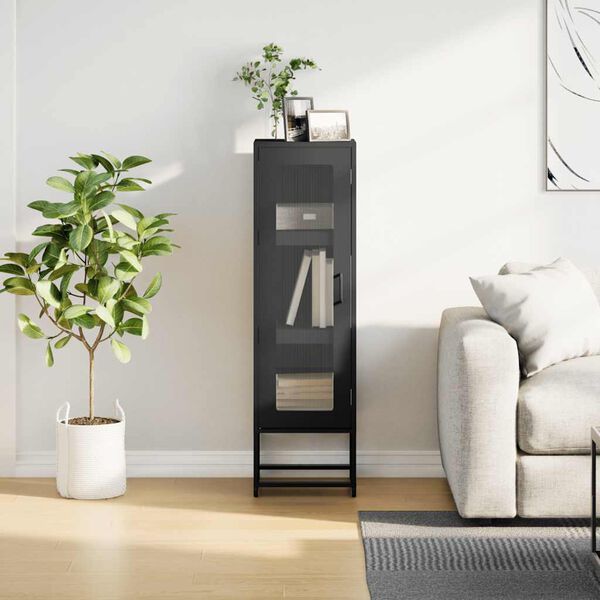 vidaXL skab 36x39x123 cm koldvalset st&aring;l sort