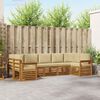 vidaXL Sofas&aelig;t med pude 7 pcs Naturlig og Beige Massivt Akacietr&aelig;