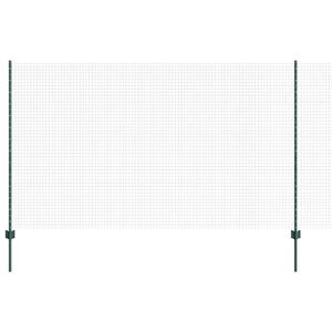 vidaXL Svejsede tr&aring;dhegn med stolper 50 x 1,4 m PVC-belagt st&aring;l Gr&oslash;n