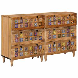 vidaXL Sideboard 2 stk. 60 x 33 x 75 cm Massivt mangotr&aelig; Naturfarvet