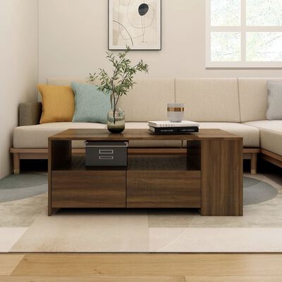 vidaXL sofabord 102x55x42 cm konstrueret træ brun egetræsfarve