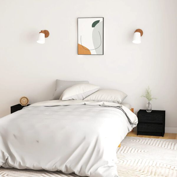 vidaXL sengeskabe 2 stk. 40x30,5x35,5 cm massivt fyrretr&aelig; sort