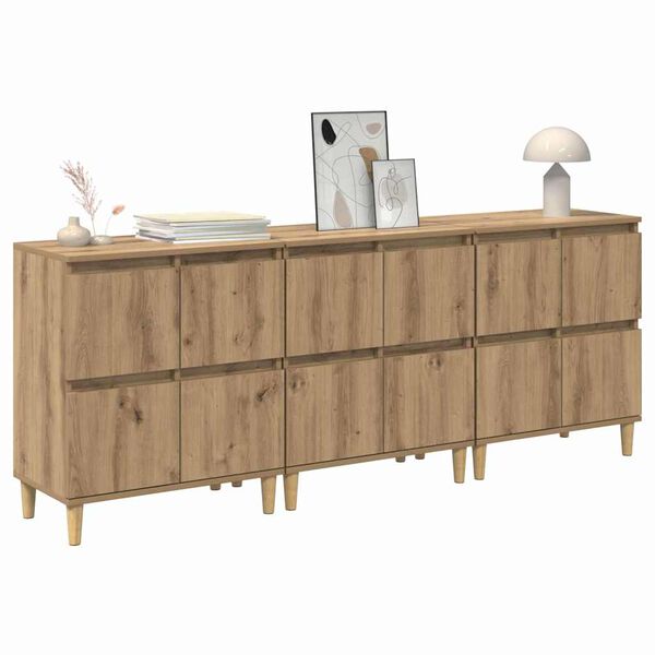 vidaXL Sideboards 3 pcs Artisan Egetr&aelig; 60 x 35 x 70 cm Konstrueret tr&aelig;
