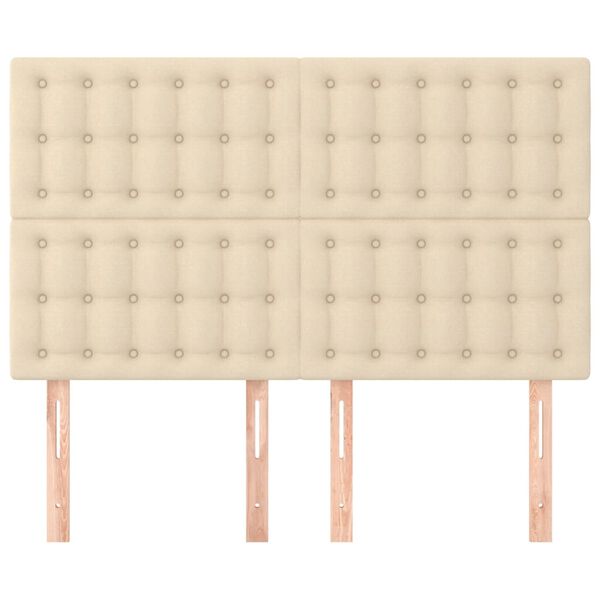 vidaXL sengegavl cremefarvet 144x5x118/128 cm stof