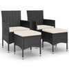 vidaXL havestole med skamler 4 dele polyrattan sort