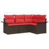 vidaXL Havesofa S&aelig;t med pude Brun polyrattan