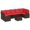 vidaXL Havesofa S&aelig;t 8 stk. 7-Antal s&aelig;der Brun og R&oslash;d polyrattan