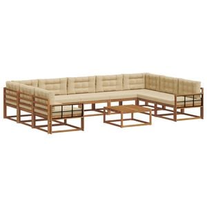vidaXL Udend&oslash;rs sofagruppe med pude 10 pcs Naturlig og Beige