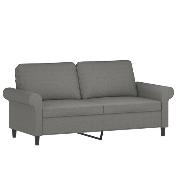 vidaXL 2-personers sofa med puder og hynder 140 cm stof m&oslash;rkegr&aring;
