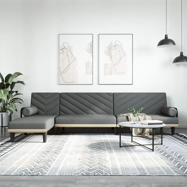 vidaXL L-formet sovesofa 260x140x70 cm stof m&oslash;rkegr&aring;