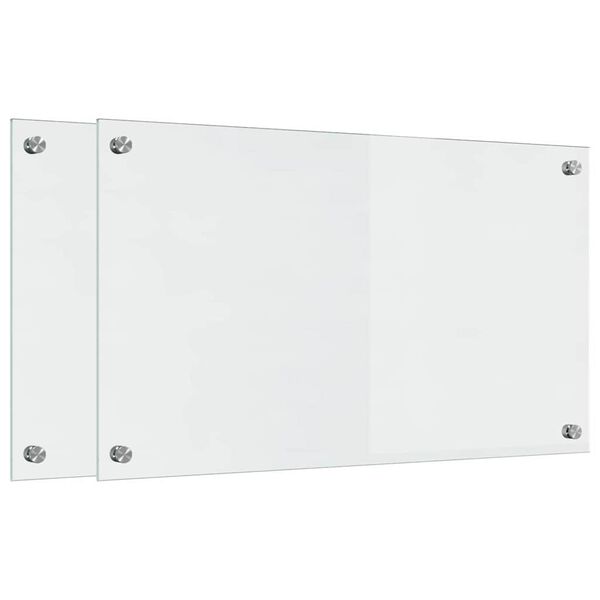 vidaXL K&oslash;kkenbacksplash 2 pcs Transparent 70 x 40 cm h&aelig;rdet glas