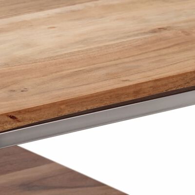 vidaXL konsolbord rustfrit stål og massivt akacietræ sølvfarvet