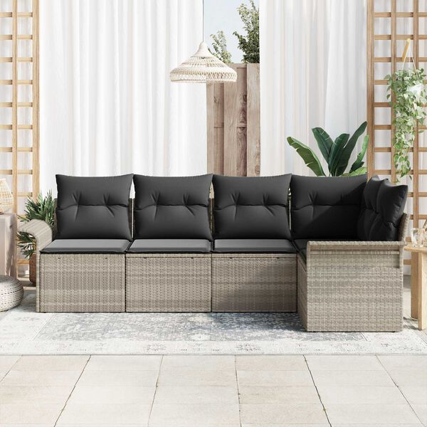 vidaXL Havesofa Sæt med pude 5 pcs polyrattan
