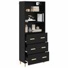 vidaXL Highboard Sort eg 69,5 x 32,5 x 180 cm Konstrueret tr&aelig;