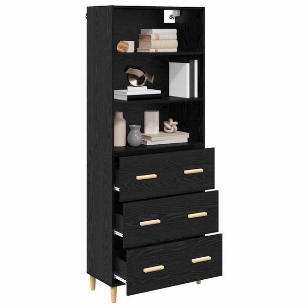 vidaXL Highboard Sort eg 69,5 x 32,5 x 180 cm Konstrueret tr&aelig;