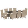 vidaXL Have Spisebordss&aelig;t med pude 9 pcs Beige polyrattan