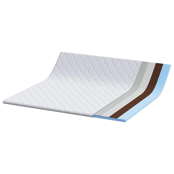 vidaXL Kokos toppers Hvid 180 x 200 cm Jacquard Stof