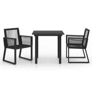 vidaXL udend&oslash;rs spisebordss&aelig;t 3 dele PVC-rattan sort