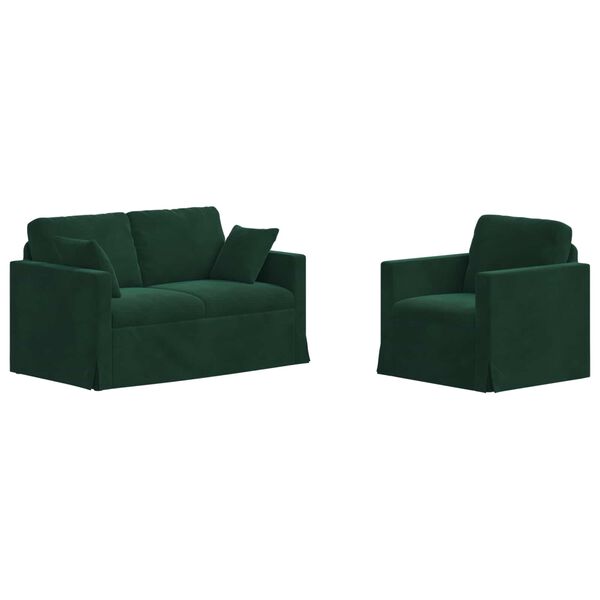 vidaXL Sofa 2 pcs M&oslash;rkegr&oslash;n 138 x 78 x 80 cm Fl&oslash;jl