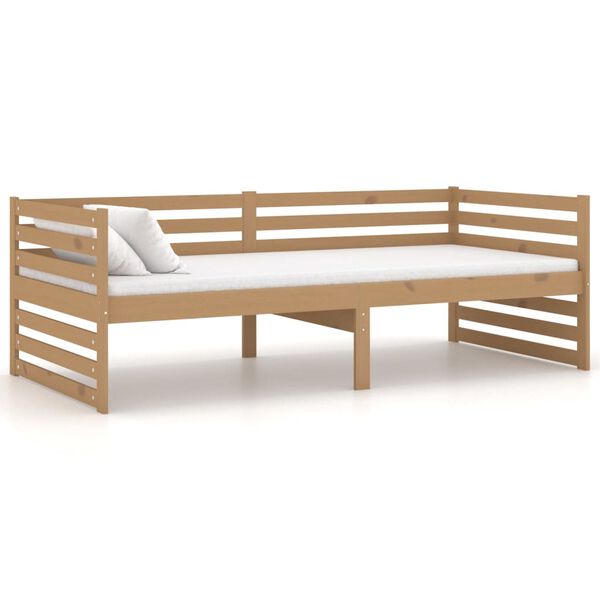 vidaXL daybed med madras 90x200 cm massivt fyrretr&aelig; gyldenbrun