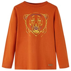 vidaXL Lang&aelig;rmet T-shirt til b&oslash;rn str. 104 rustfarvet