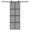 vidaXL skydedør med hardwaresæt 76x205 cm hærdet glas sort