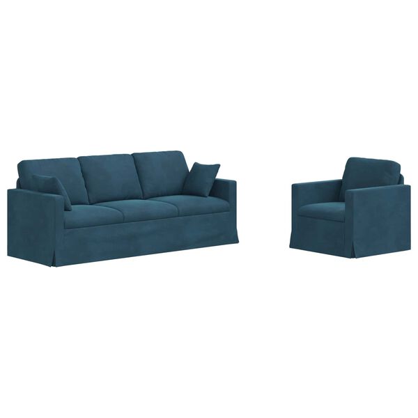 vidaXL Sofa 2 pcs Bl&aring; 198 x 78 x 80 cm Fl&oslash;jl