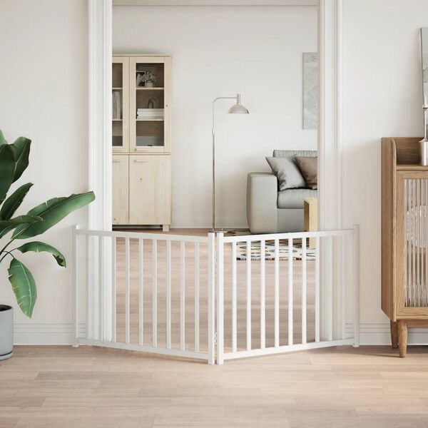 vidaXL hundel&aring;ge 2 paneler 150 cm foldbar massivt gran hvid