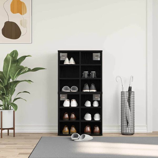 vidaXL Sko skab 2 pcs Sort eg 52 x 30 x 50,5 cm Konstrueret træ