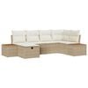 vidaXL Havesofa S&aelig;t med pude med opbevaring 6 pcs Beige polyrattan