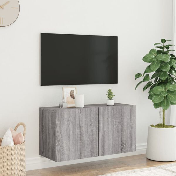 vidaXL v&aelig;gh&aelig;ngt tv-bord 80x30x41 cm gr&aring; sonoma-eg