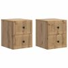 vidaXL V&aelig;gh&aelig;ngt Natbord med skuffe 2 pcs Artisan-eg 33 x 34,5 x 40 cm