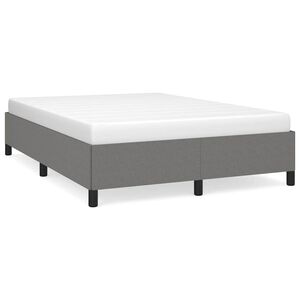 vidaXL sengestel uden madras m&oslash;rkegr&aring; 137x190 cm stof
