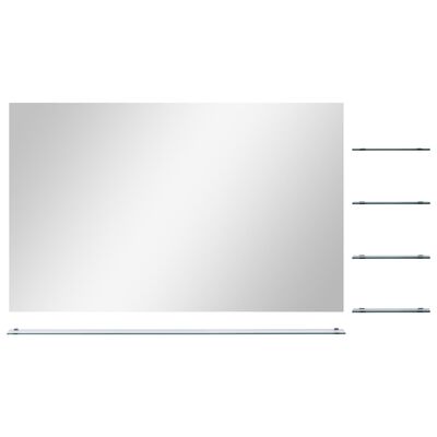vidaXL vægspejl med hylde 100x60 cm hærdet glas