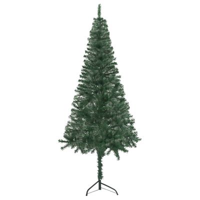 vidaXL kunstigt juletræ med lys 180 cm til hjørne PVC grøn