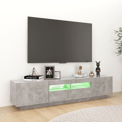 vidaXL tv-skab med LED-lys 180x35x40 cm betongrå