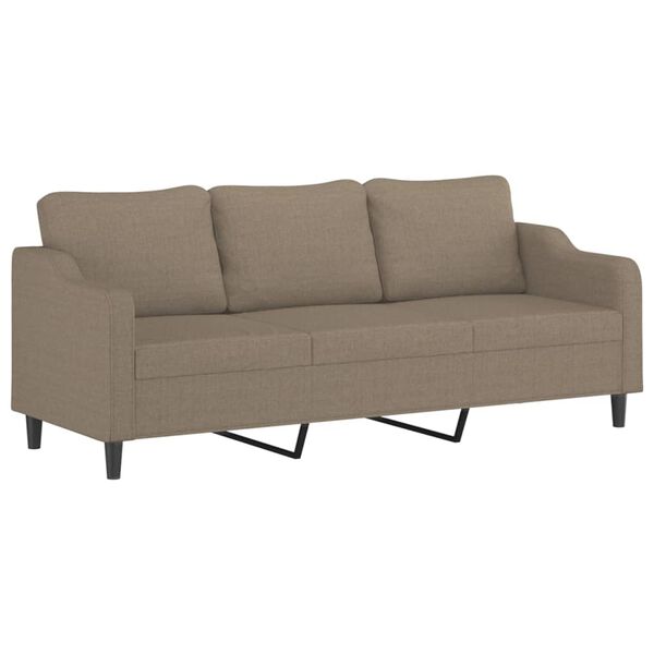 vidaXL 3-personers sofa med puder og hynder 210 cm stof gr&aring;brun