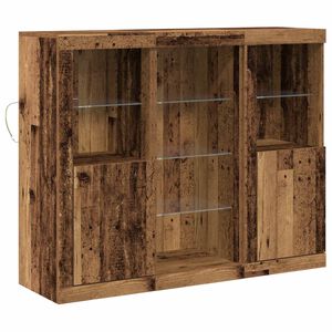 vidaXL LED Sideboard Gammelt tr&aelig; 123 x 37 x 100 cm Konstrueret tr&aelig;