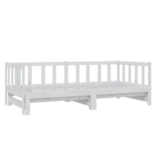 vidaXL daybed med udtr&aelig;k 2x(90x200) cm massivt fyrretr&aelig; hvid