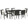 vidaXL Have Spisebordss&aelig;t 7 stk. Sort polyrattan