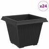 vidaXL Firkantet Blomsterkrukke 24 pcs Sort 38 x 38 x 30 cm Plastik