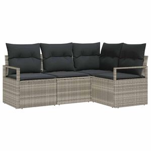 vidaXL Sofa S&aelig;t 4 pcs Lysegr&aring; polyrattan