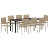 vidaXL Have Spisebordss&aelig;t 9 stk. Beige polyrattan