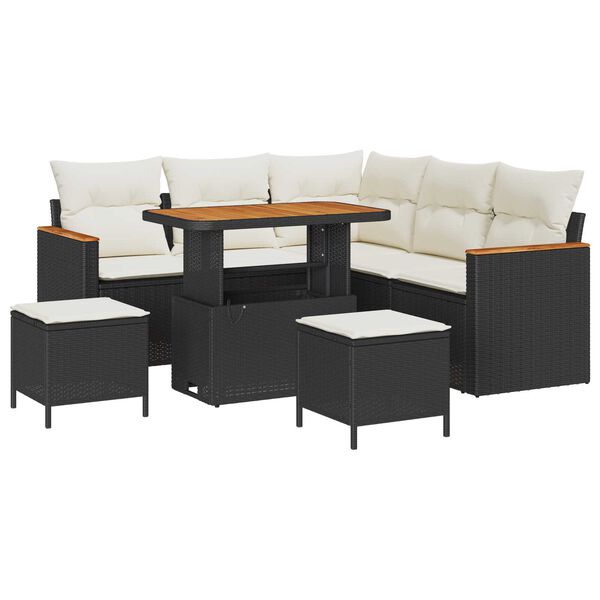 vidaXL Havesofa S&aelig;t 8 pcs Sort polyrattan