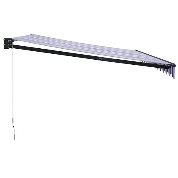 vidaXL foldemarkise manuel betjening 4x3 m stof aluminium bl&aring; hvid